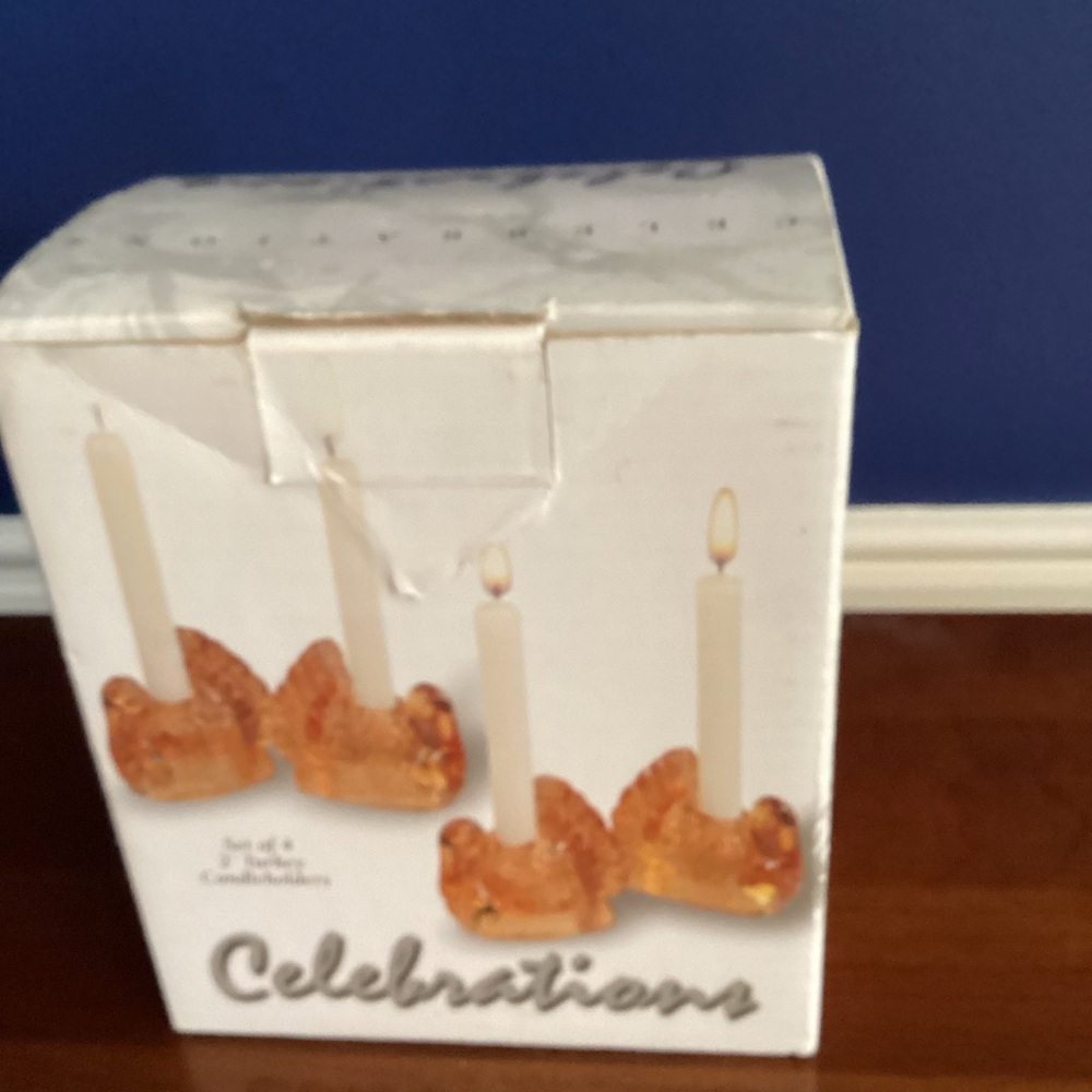 Celebrations Thanksgiving Set of 4 Turkey Candleholders